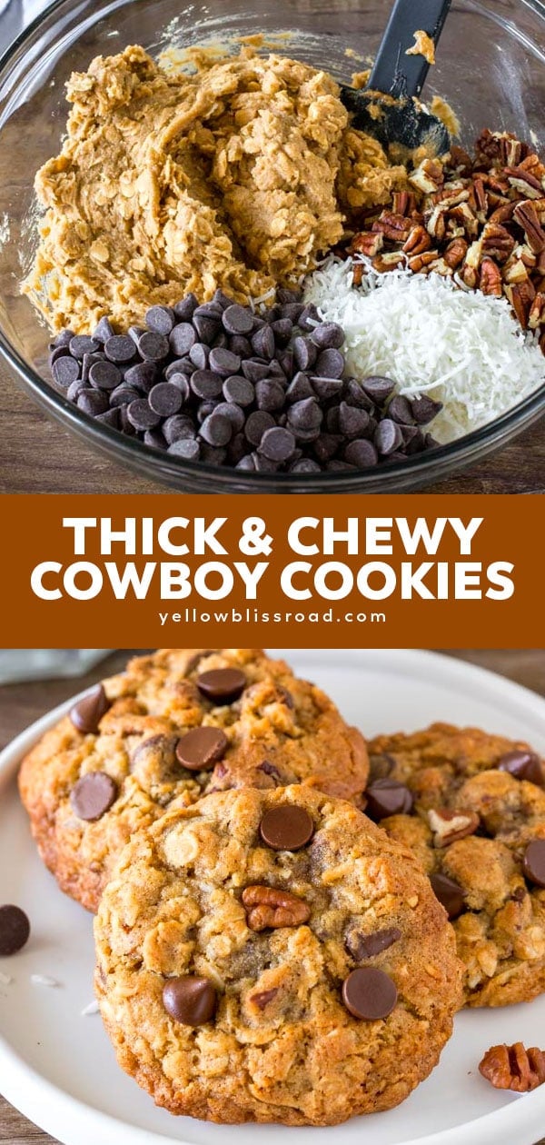 Thick and Chewy Cowboy Cookies | YellowBlissRoad.com