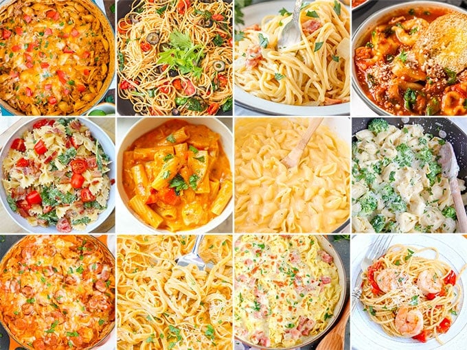 collage of images for pasta dinners