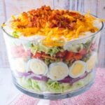 7 Layer salad in a big glass salad bowl