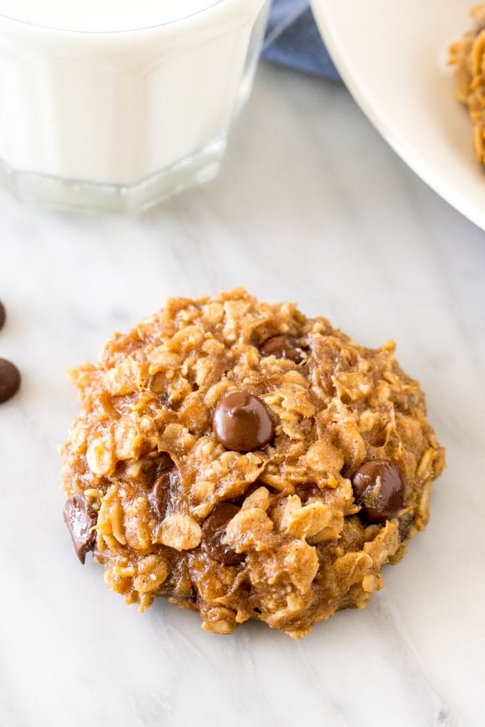 Peanut butter banana breakfast cookie with chocolate chips