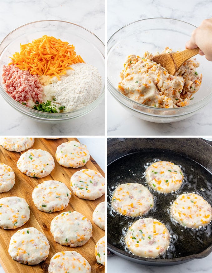 process steps images for making mashed potato croquettes