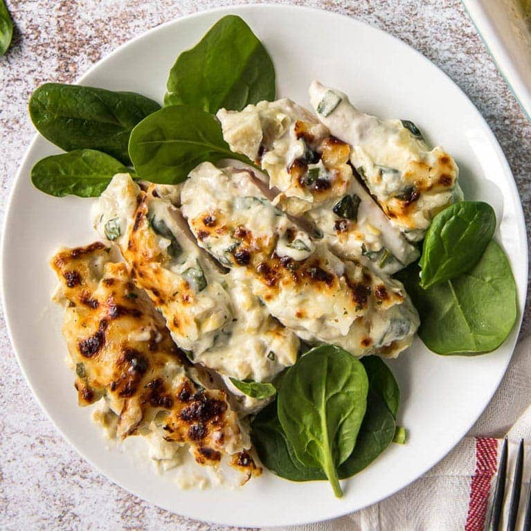 Baked Spinach Artichoke Chicken | YellowBlissRoad.com