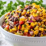A bowl of black bean and corn salad