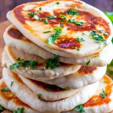 Stack of naan bread.