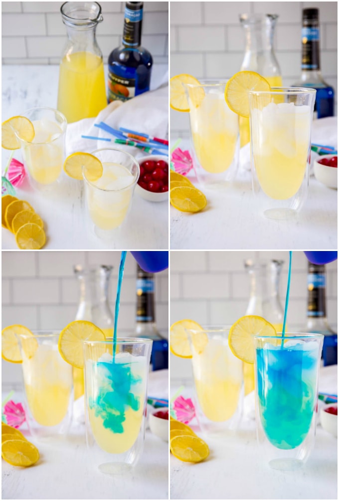 steps to make the blue lagoon drink