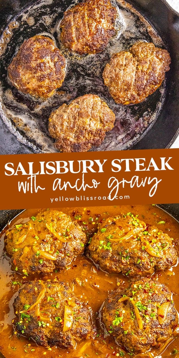Salisbury Steaks with Ancho Gravy | YellowBlissRoad.com