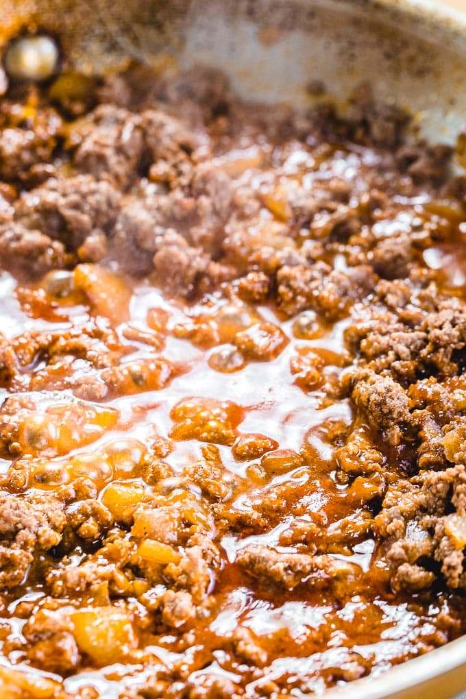 Sloppy Joes in pan.