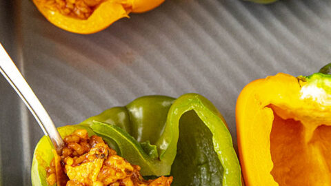 Stuffing the peppers