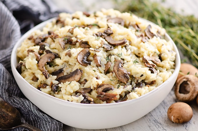 Instant Pot Mushroom Risotto in bowl