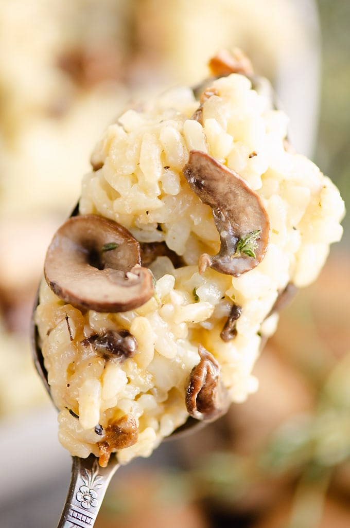 Instant Pot Mushroom Risotto on spoon