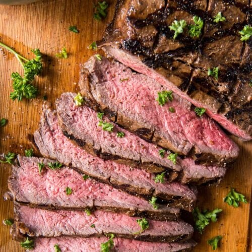 Close up of grilled London Broil Steak