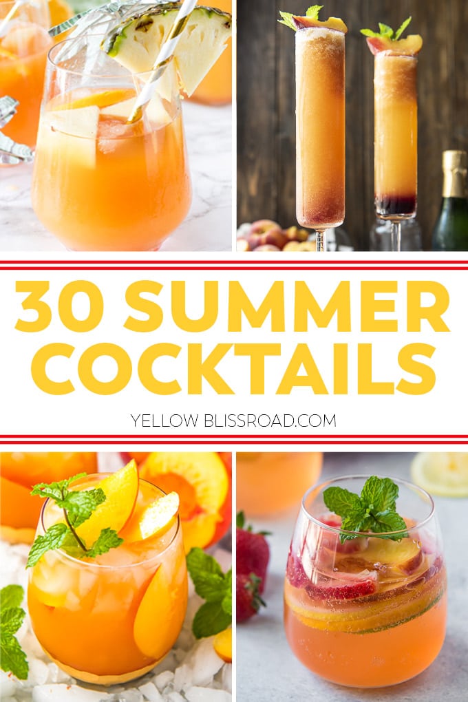 Collage of 4 Summer cocktails, created for pinterest