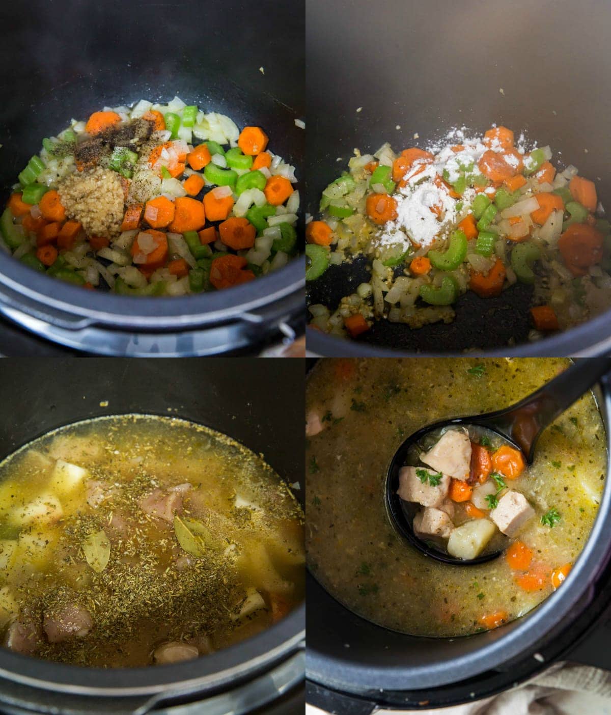 raw ingredients for chicken stew cooking in the instant pot