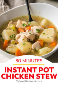 instant pot chicken stew pin with image and text