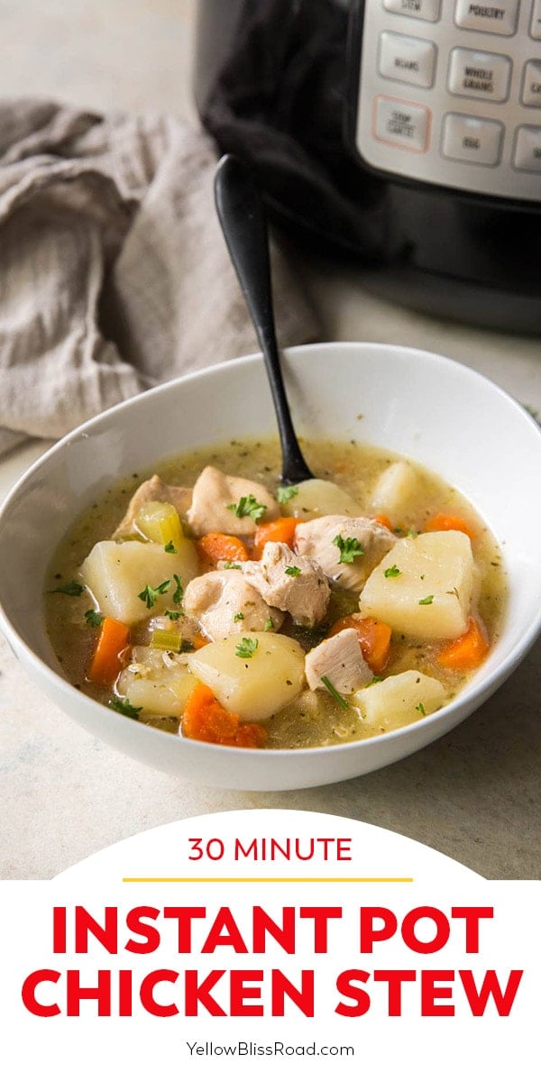 instant pot chicken stew pin with image and text