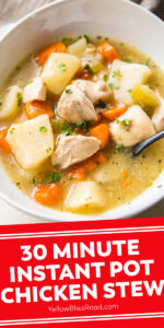 instant pot chicken stew pin with image and text