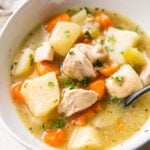 square image of a bowl of chicken stew