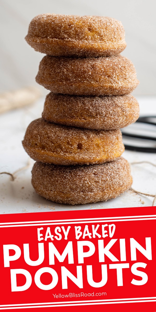 Baked Pumpkin Donuts are perfect the perfect fall treat! They are full of pumpkin spiced flavor, with a delicate cinnamon sugar coating.