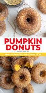 Baked Pumpkin Donuts are perfect the perfect fall treat! They are full of pumpkin spiced flavor, with a delicate cinnamon sugar coating.