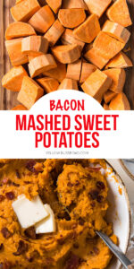 mashed sweet potatoes pinnable image with text