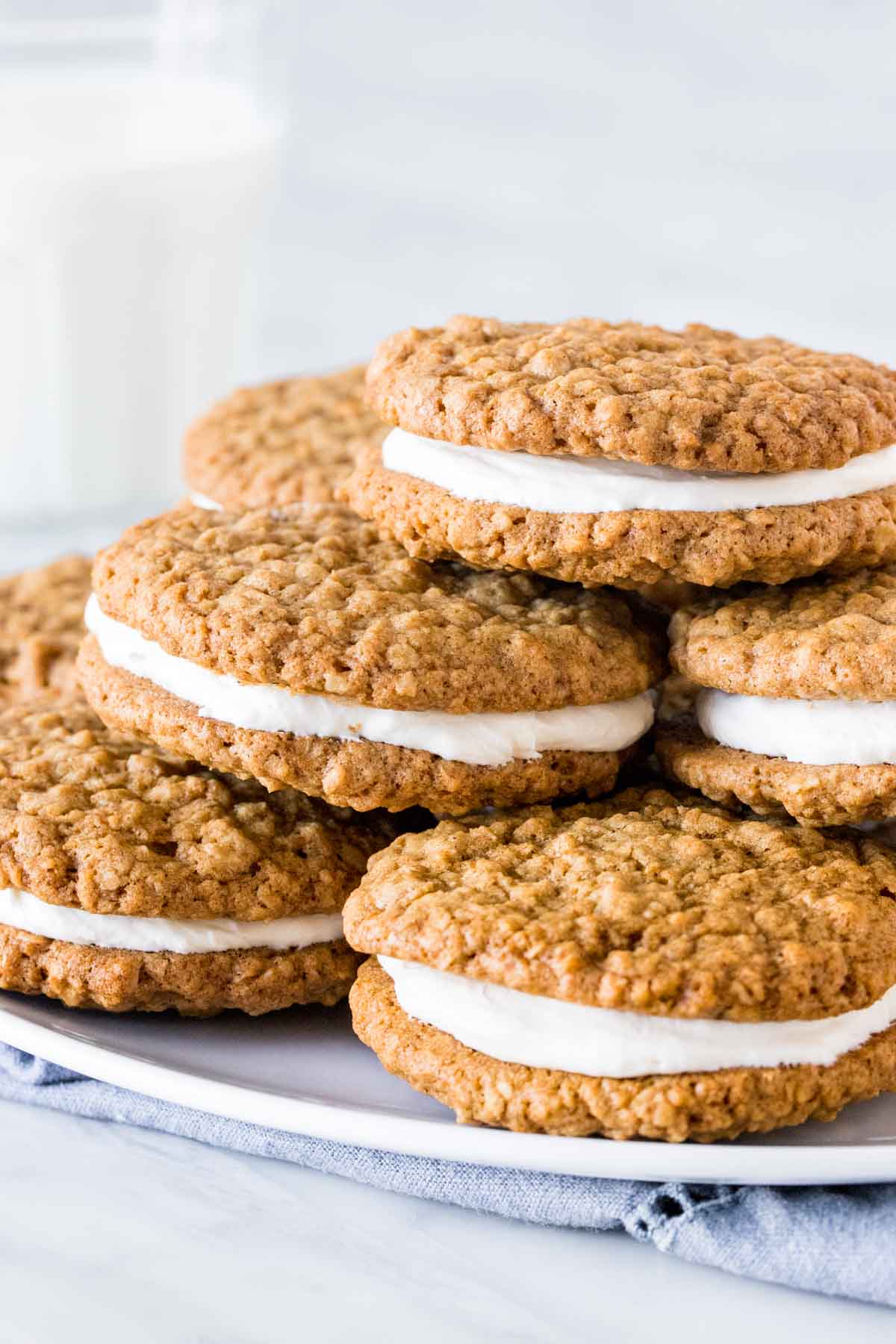 Plate of oatmeal cream pie cookies