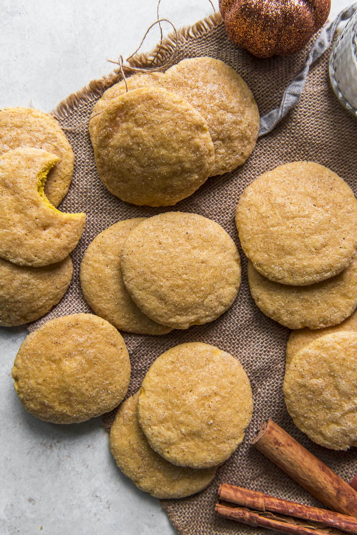 pumpkin sugar cookies, burlap, orange napkin