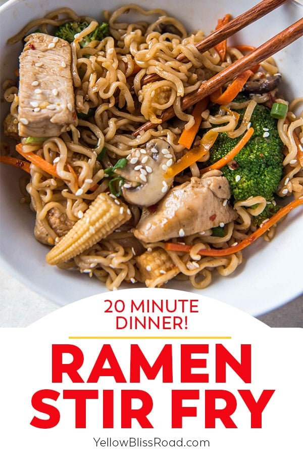 ramen noodle stir fry pinnable image with text