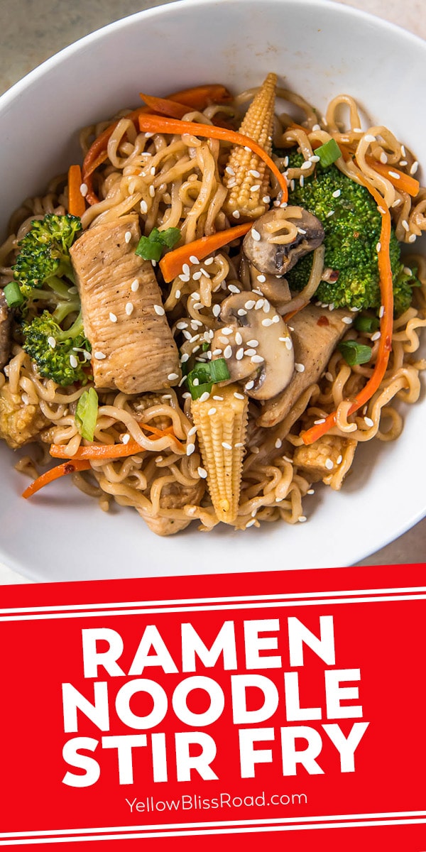 ramen noodle stir fry pinnable image with text