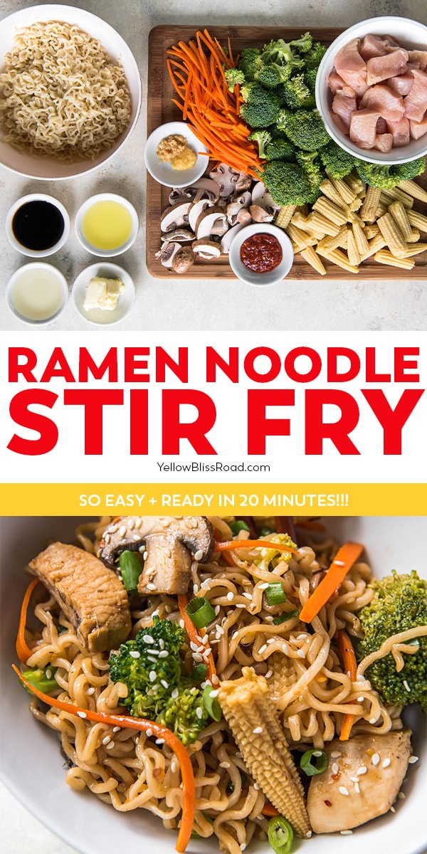 ramen noodle stir fry pinnable image with text