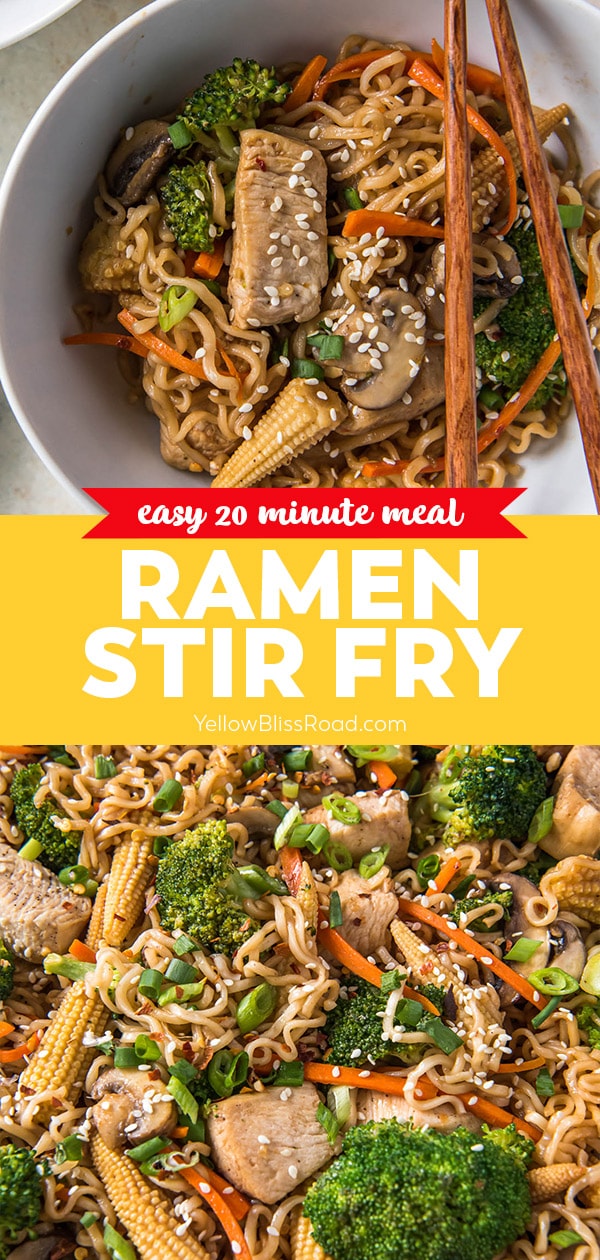 ramen noodle stir fry pinnable image with text