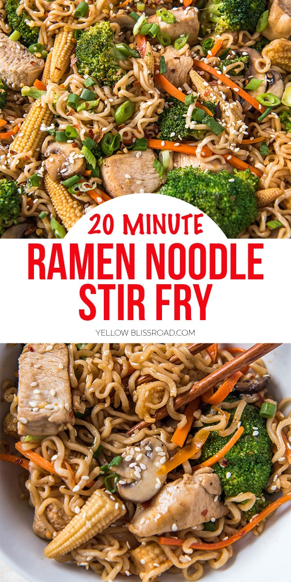 ramen noodle stir fry pinnable image with text