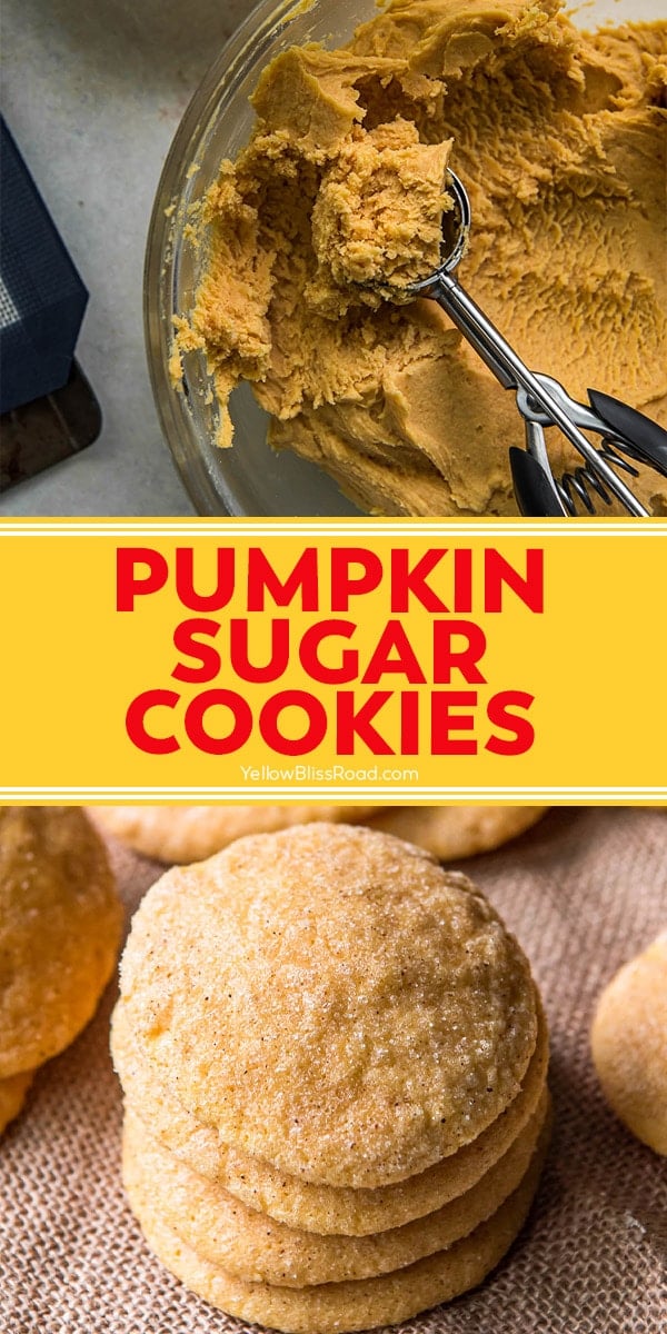 pinnable image for pumpkin sugar cookies with image and text