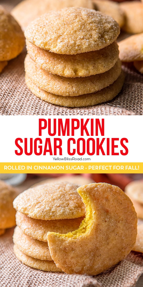 pinnable image for pumpkin sugar cookies with image and text