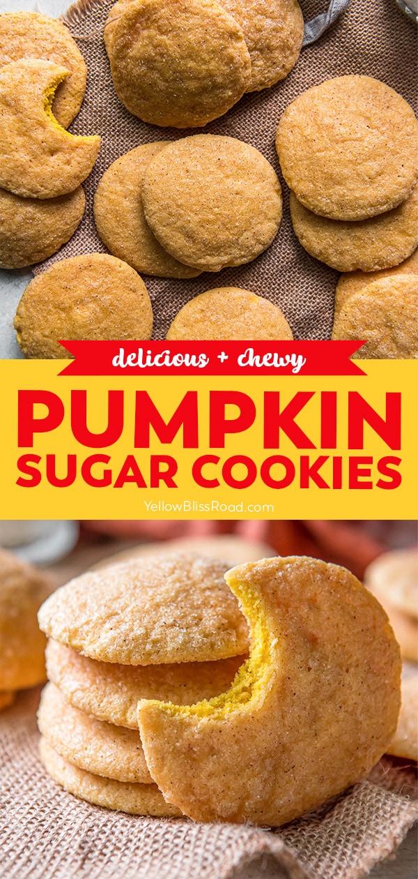 pinnable image for pumpkin sugar cookies with image and text