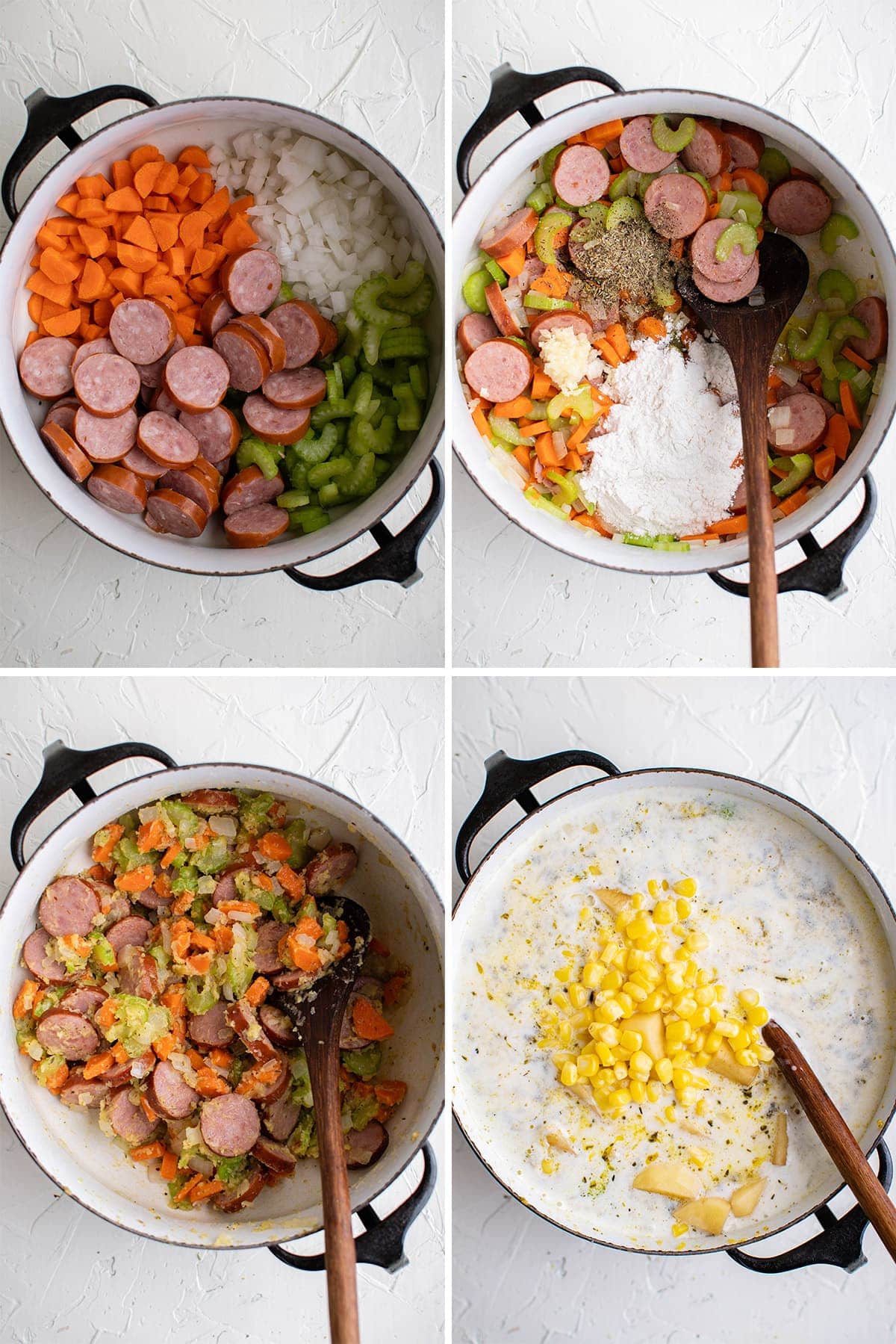 Steps for making sausage and potato soup