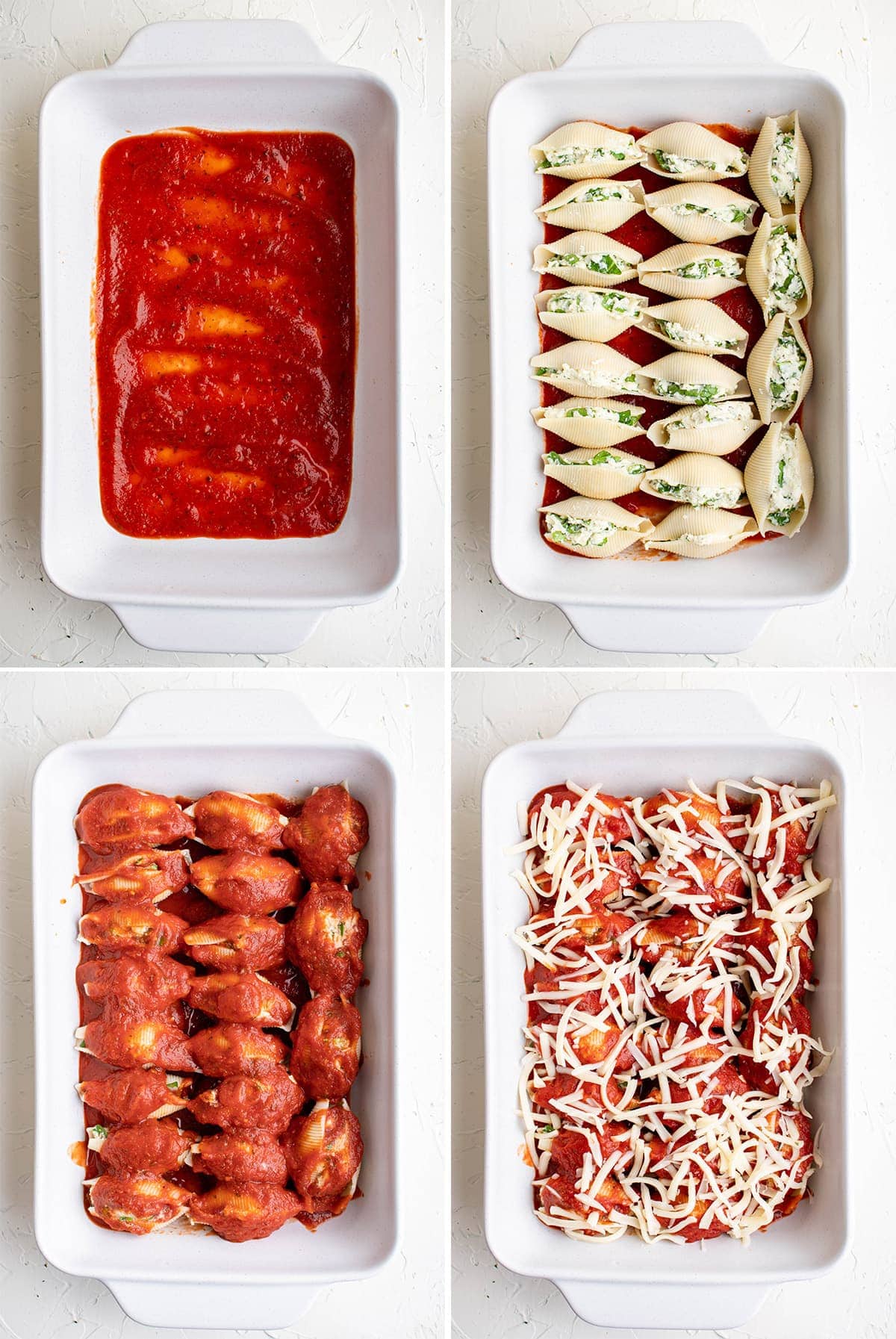 collage showing how to make stuffed shells