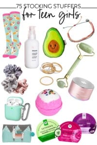 collage of products for teen girls stocking stuffers