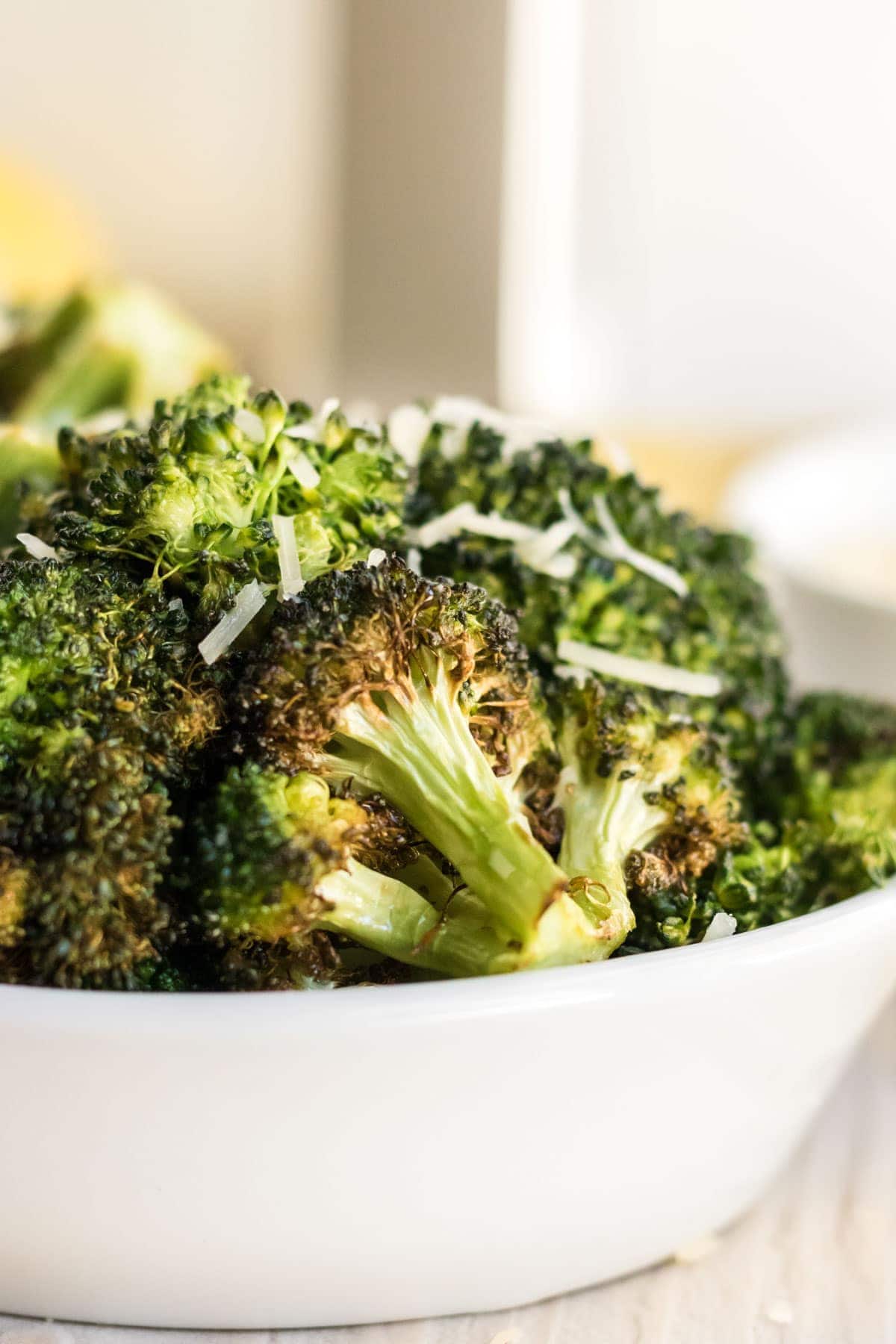 broccoli, white dish, air fryer