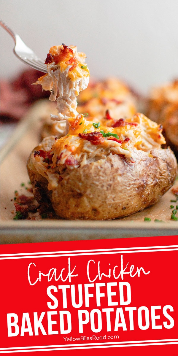 Crack Chicken Stuffed Baked Potatoes | YellowBlissRoad.com