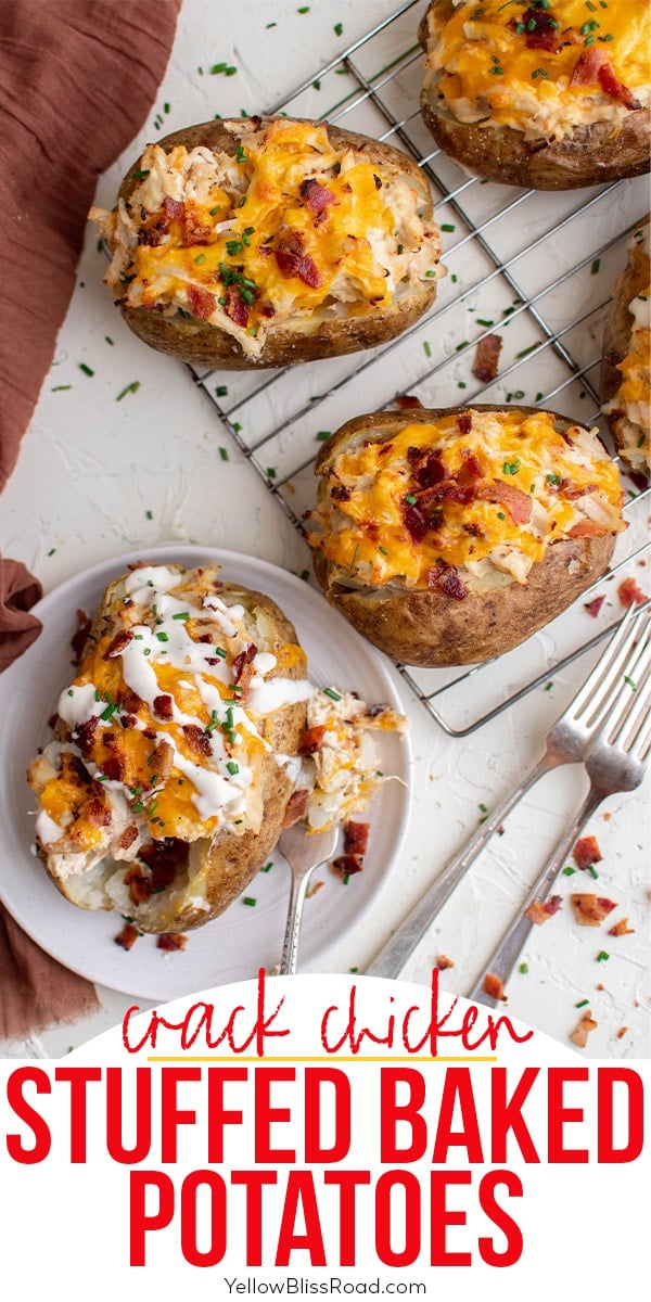 Crack Chicken Stuffed Baked Potatoes | YellowBlissRoad.com