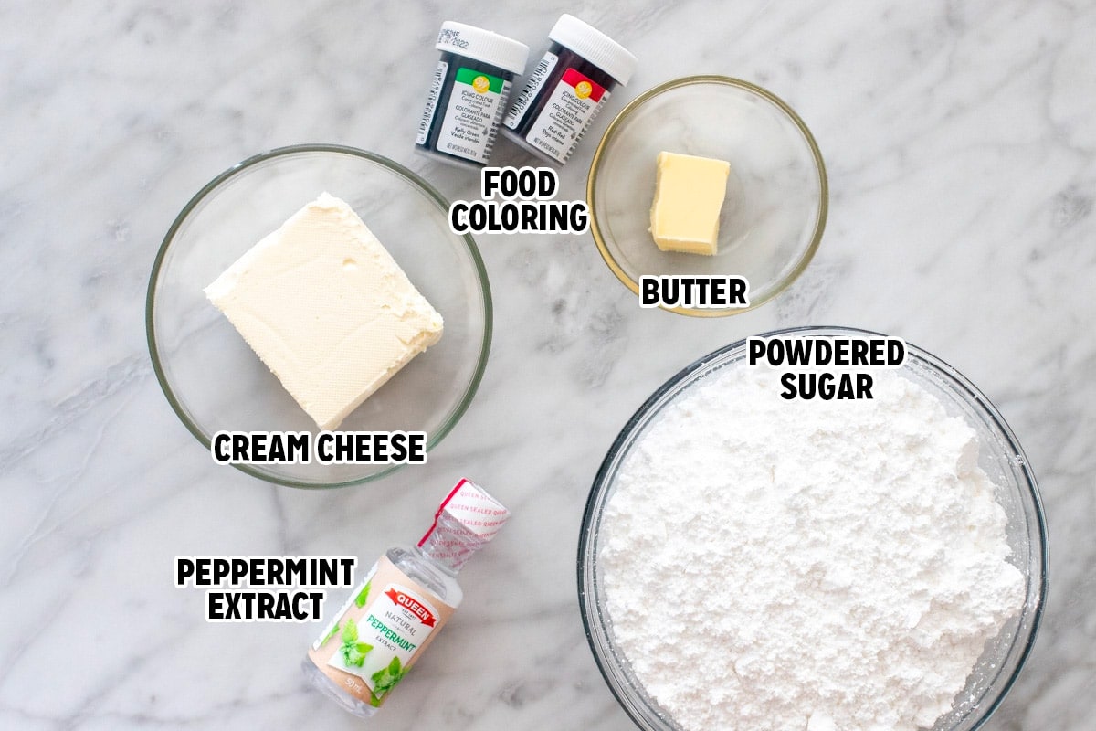 ingredients for cream cheese mints.