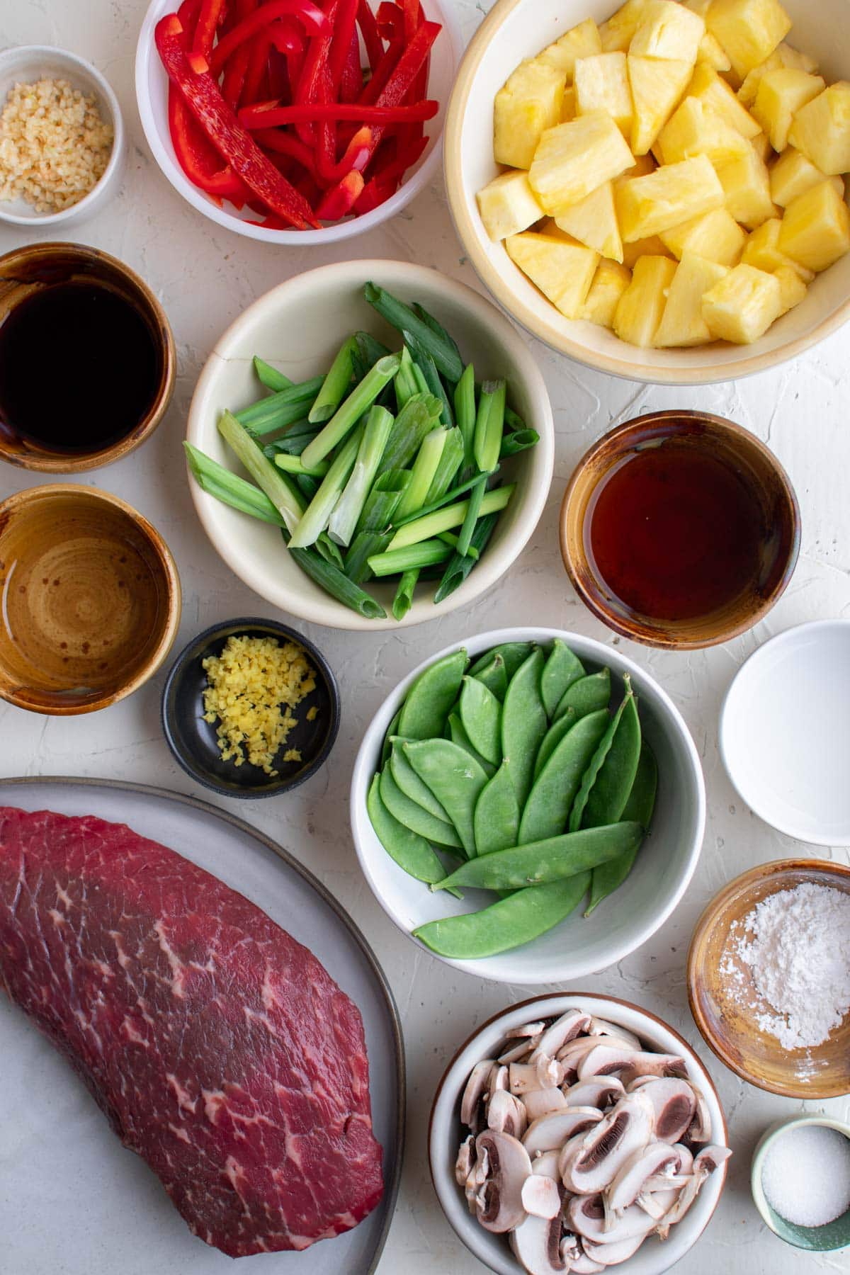 ingredients for making beef stir fry