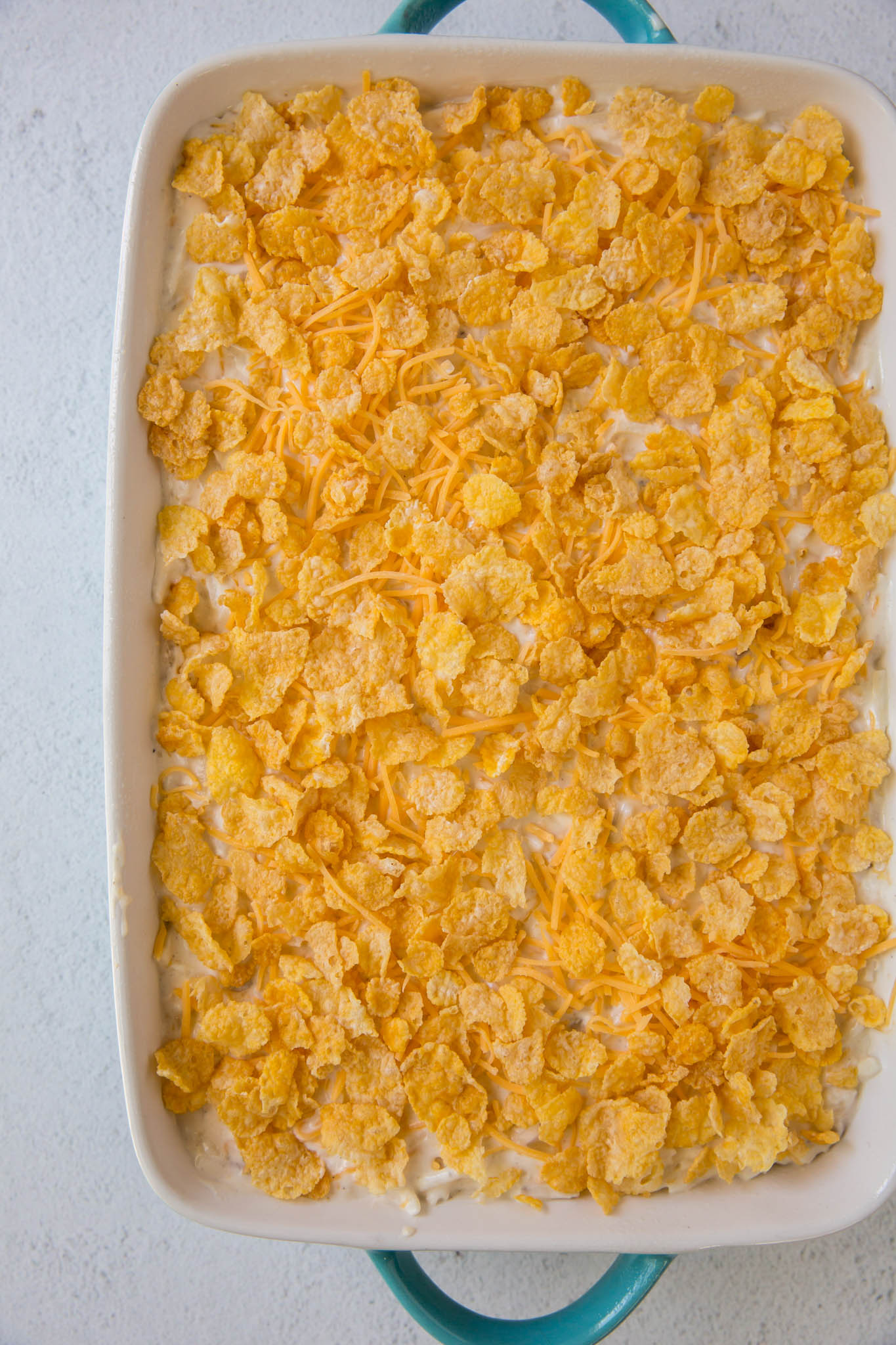 corn flakes on a casserole