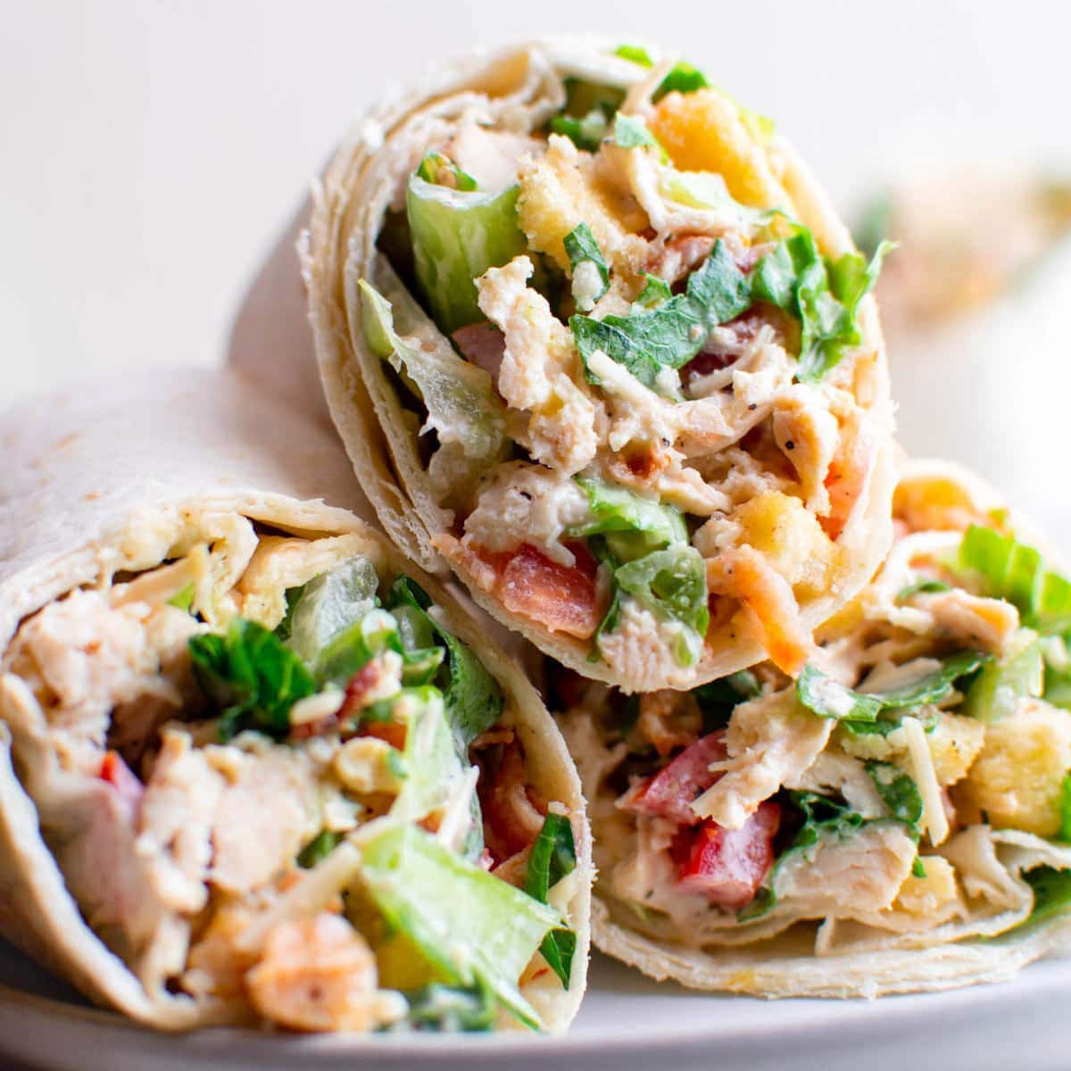 Healthy Chicken Wraps (Chicken Caesar Wrap) | YellowBlissRoad.com