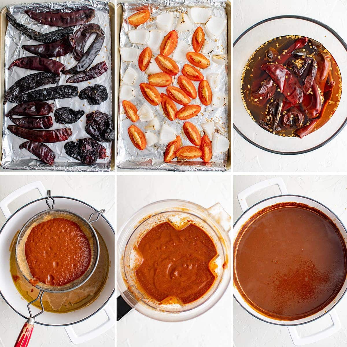 collage of images showing how to make mole sauce