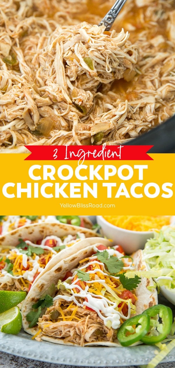 Easy Crockpot Chicken Tacos | YellowBlissRoad.com