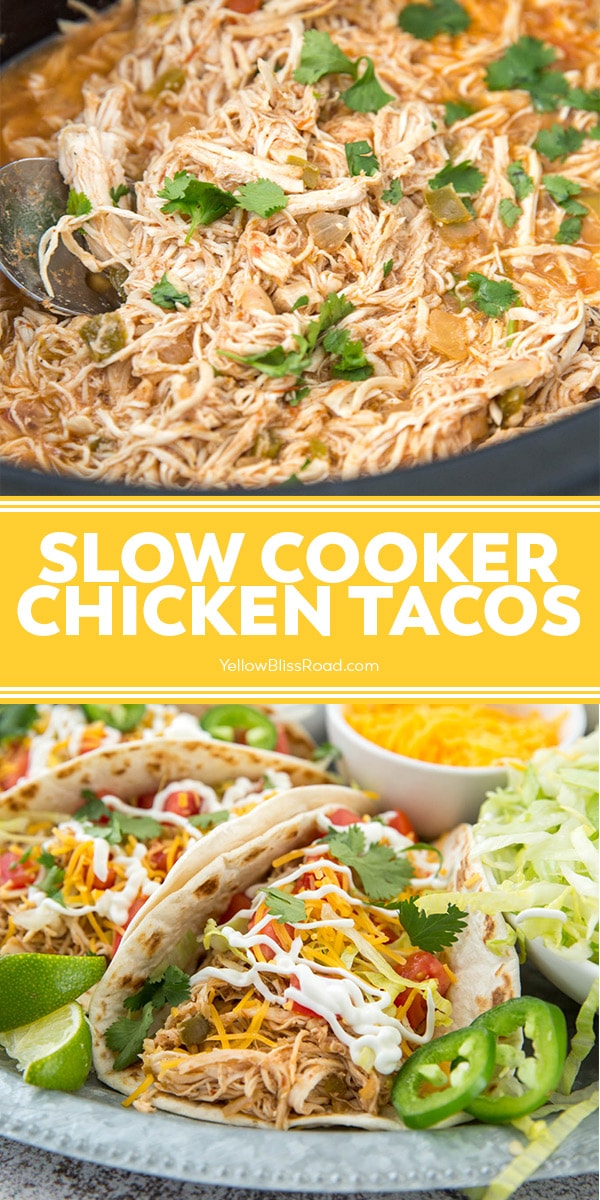 Easy Crockpot Chicken Tacos | YellowBlissRoad.com