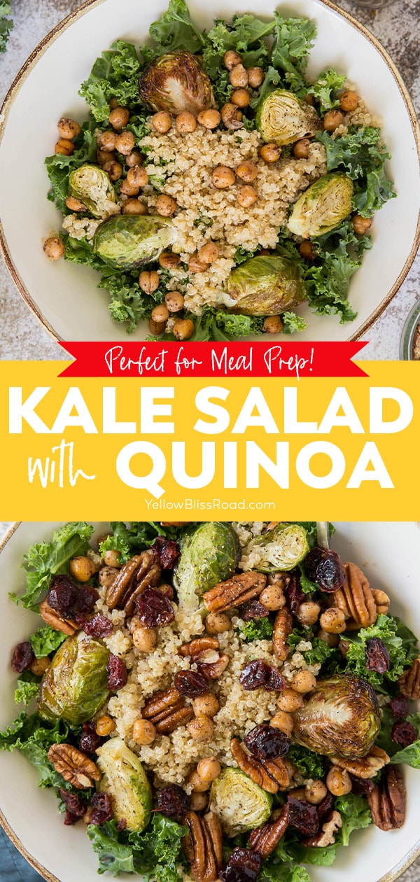 Kale Salad with Quinoa and Chickpeas | YellowBlissRoad.com