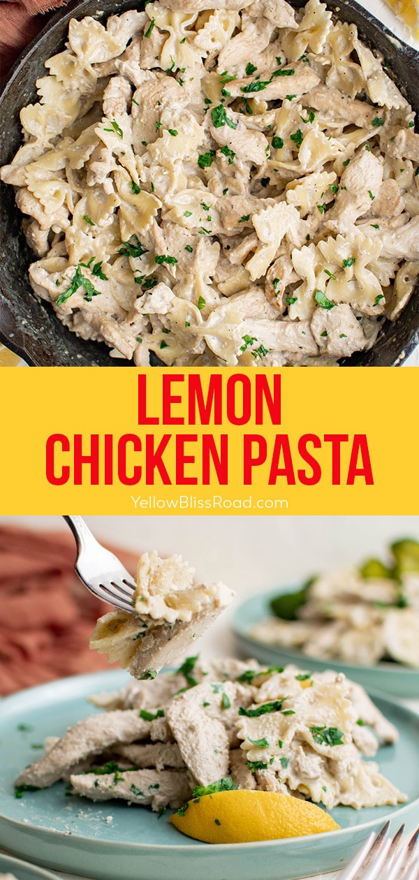 Lemon Chicken Pasta Recipe | YellowBlissRoad.com