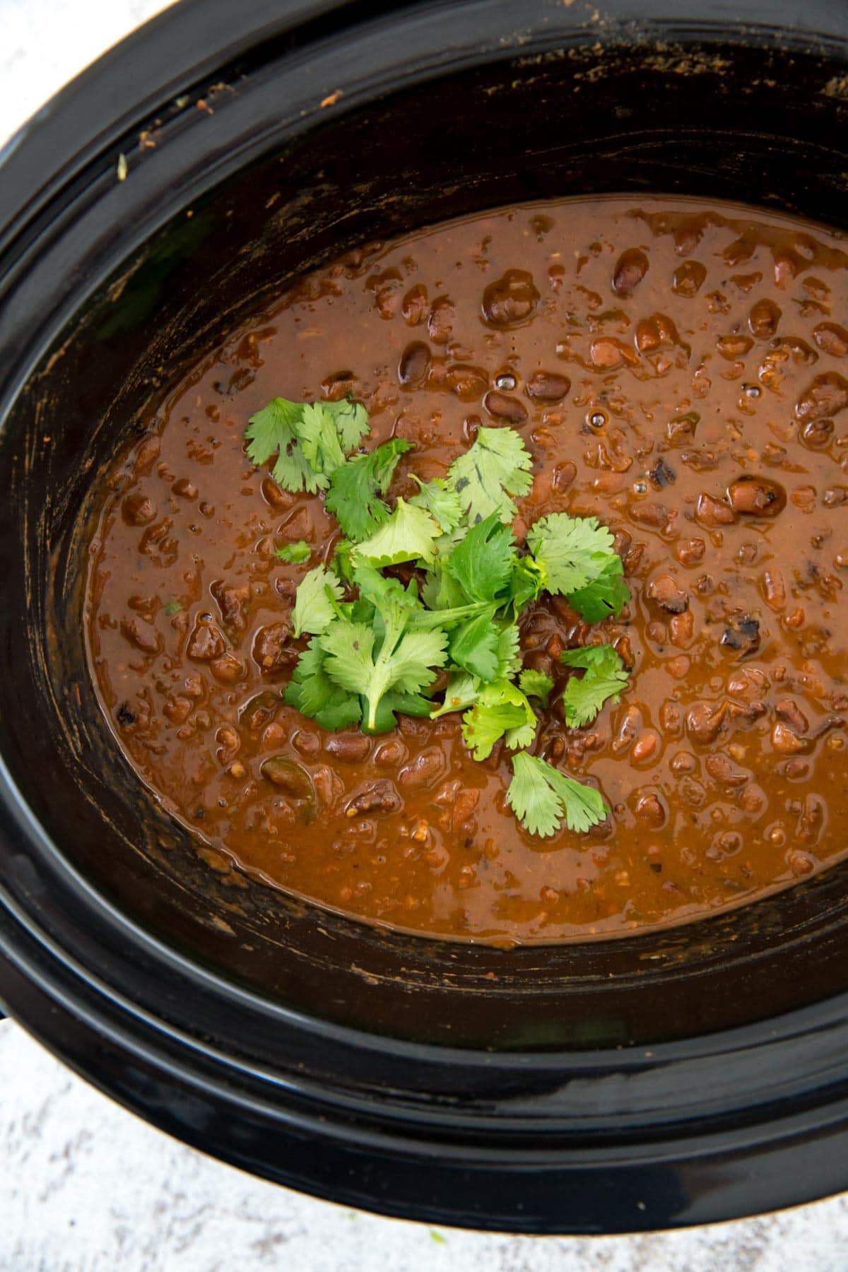 mexican pinto beans, slow cooker, cilantro